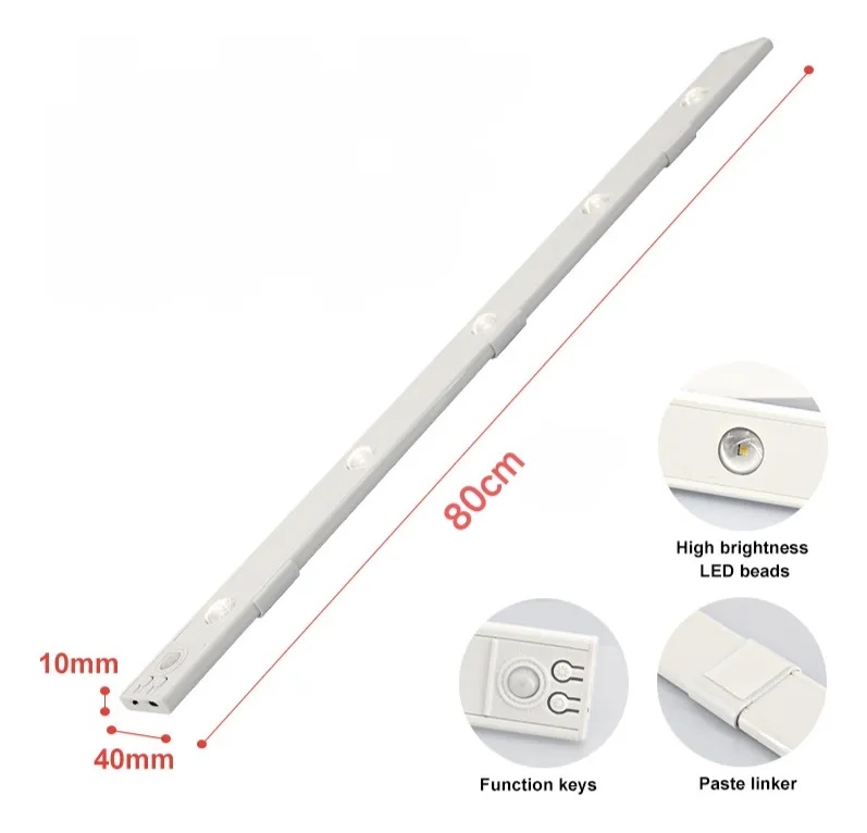LUZ RECARGABLE CON SENSOR MOVI 80 CM BAJO MESADA