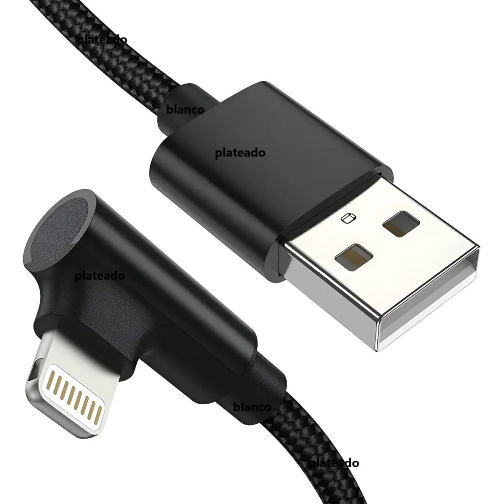 CABLE IPHONE 4,2A 90 GRADO TURBO BLANCO O NEGRO