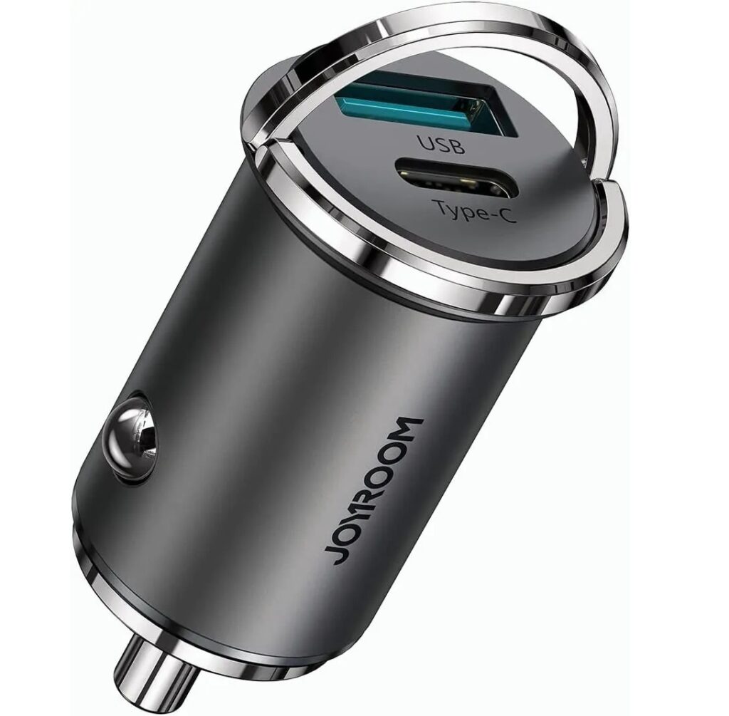 CARGADOR AUTO MINI CON AGARRE USB Y TIPO C