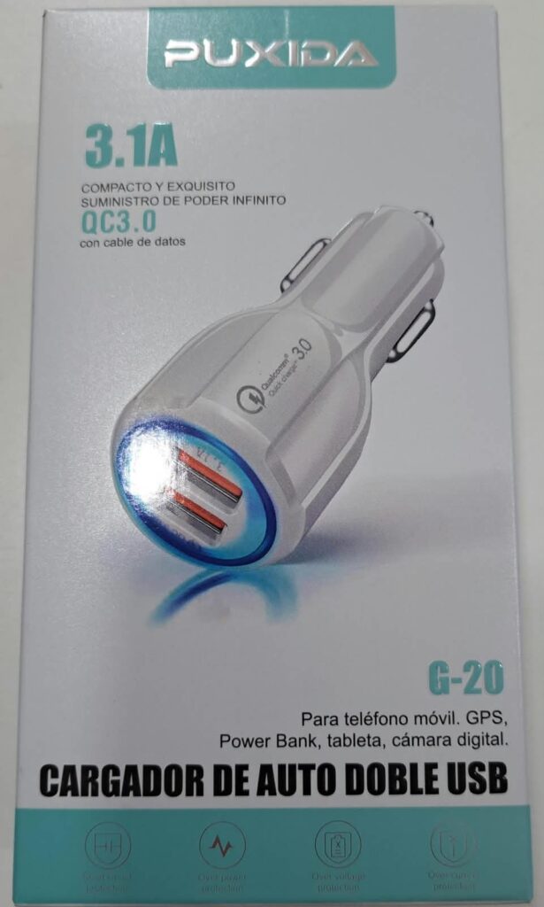 CARGADOR AUTO CON DOS SALIDA DE USB SIN CABLE