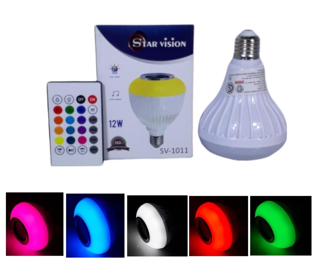 FOCO LED RGB CON PARLANTE CONTROL REM