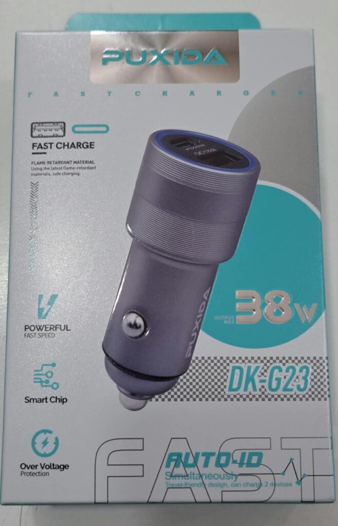 CARGADOR AUTO PUXIDA USB Y TIPO C 38W DK-G23