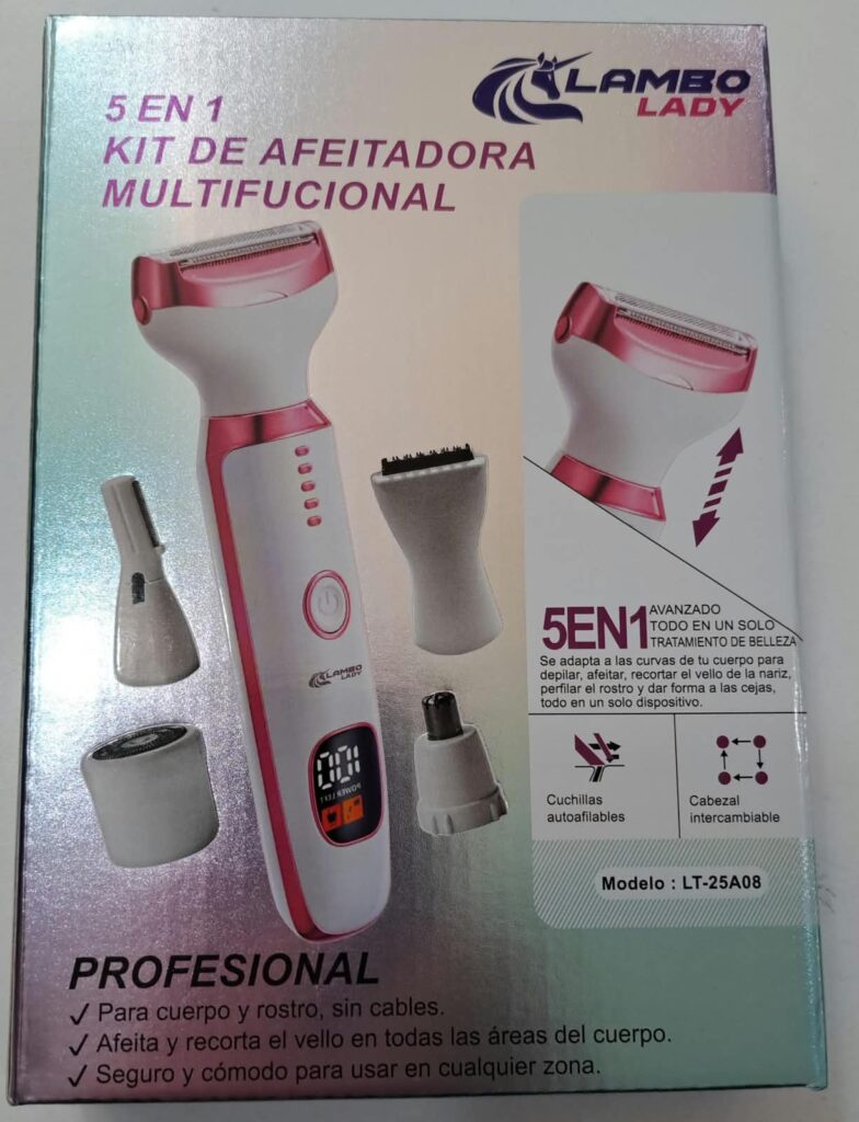 KIT DE AFEITADORA 5EN1 MUJER RECARGA CON VISOR LT-25A08
