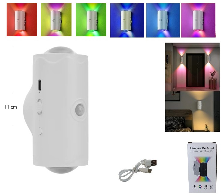 LAMPARA PARED LED BIDIRECCIOANL RGB SENSOR 83055