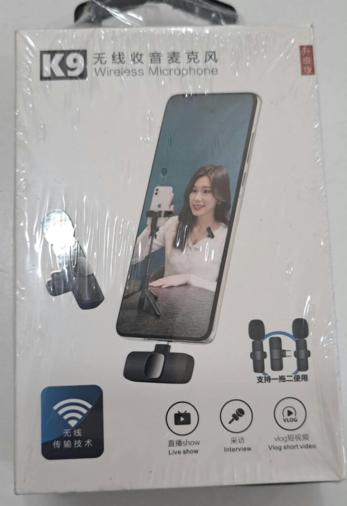 MICROFONO CORBATERO INALMABRICO K9 2EN1 IPHONE