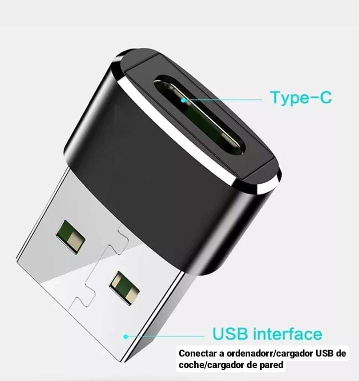 ADAPTADOR USB 2,0(M) A TIPO C (H)